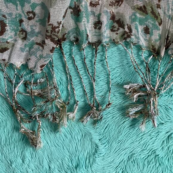 Charming Charlie Womens Tassel Rectangle Multicolor Scarf Floral Print 76 x 15 - Picture 4 of 8